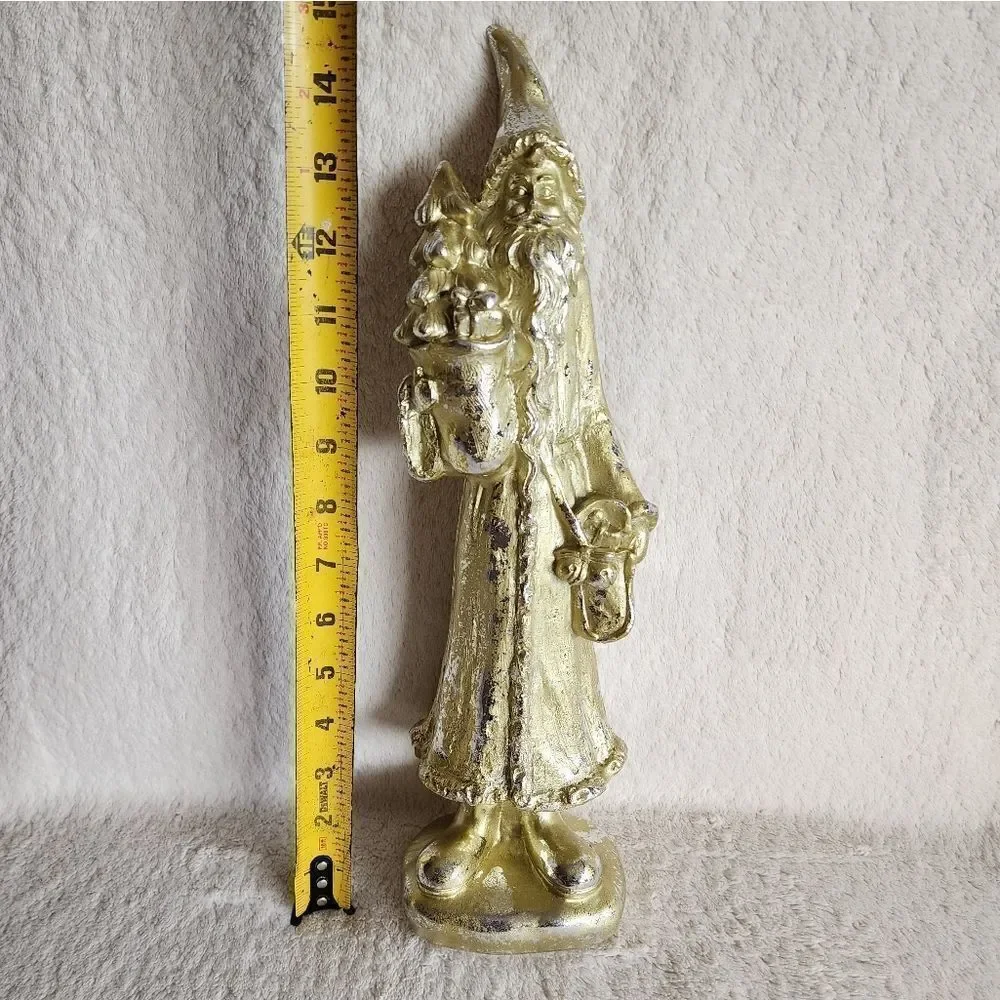 New shimmered Santa with Bag and Christmas tree Figurine 15 in long